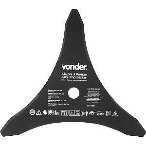Lâmina de 3 pontas para roçadeiras 300mm x 20,0mm VONDER