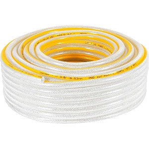 Mangueira PVC cristal trançada multiuso 250 libras 3/8" rolo com 50 metros VONDER