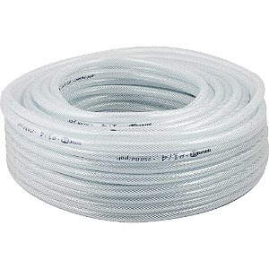 Mangueira PVC cristal trançada PTN 250 libras 1/4" rolo com 50 metros NOVE54