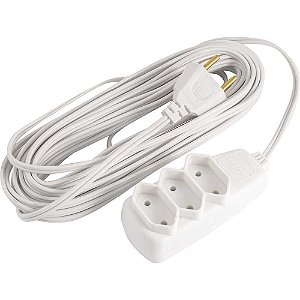 Extensão elétrica com 10 metros cordão PL 2 x 0,75 mm² 2P gelo modelo Sort 1532 DANEVA