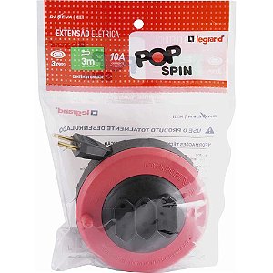 Extensão elétrica com 3 metros cabo paralelo 2 x 0,75 mm² 3 tomadas 2P 10 A com suporte enrolador Pop Spin 1496 DANEVA