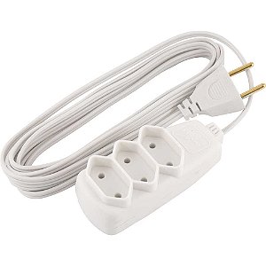 Extensão elétrica com 3 metros cordão PL 2 x 0,75 mm² 2P gelo modelo Sort 1513 DANEVA