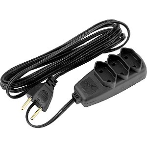 Extensão elétrica com 3 metros cordão PL 2 x 0,75 mm² 2P preta modelo Sort 1655 DANEVA
