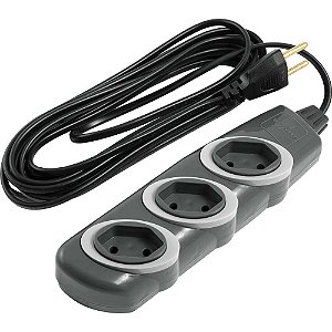 Extensão elétrica com 5 metros cabo PP 2 x 0,75 mm² 2P grafite modelo No Shock 45 1719 DANEVA
