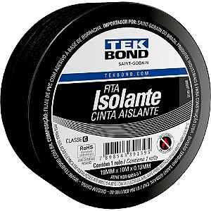 Fita isolante 19,0mm x 10m preta TEKBOND