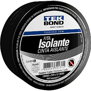 Fita isolante 19,0mm x 5m preta TEKBOND