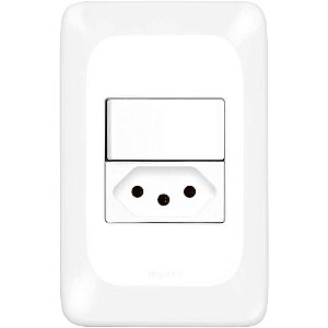 Conjunto com 1 interruptor paralelo e 1 tomada 2P+T 10 A LGX202 PIAL POP