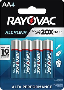Pilha alcalina pequena (AA) cartela com 4 peças RAYOVAC