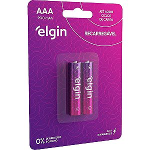 Pilha recarregável palito (AAA) 2 peças ELE000000082168 ELGIN