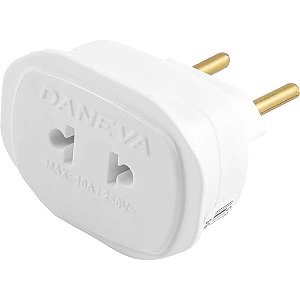 Pino adaptador 2P universal branco 1658 DANEVA - 12 unidades
