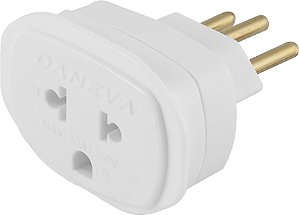 Pino adaptador 3P universal redondo branco 1661 DANEVA - 12 unidades