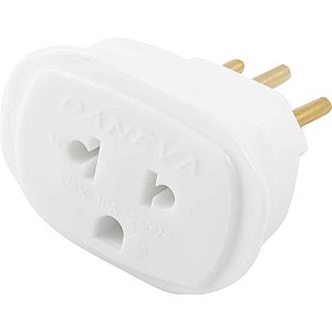 Pino adaptador 3P universal redondo branco 1662 DANEVA - 15 unidades