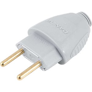 Plugue macho 2P 10A cinza DN1589 DANEVA - 12 unidades