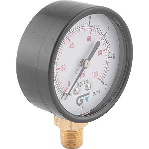 Manômetro vertical 1/4" NPT 63mm caixa em aço carbono 100 lbf/pol² (psi) 3714 007 GENEBRE