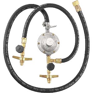 Regulador de gás kit 2P13 com mangueiras de 50cm e de 1m sem manômetro 76506/38 ALIANÇA