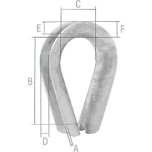 Anilha/sapatilho para cabo de aço 3,18mm - 1/8" cartela com 2 peças VONDER