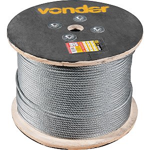 Cabo de aço galvanizado alma de fibra 12,70mm - 1/2" 6 x 36WS rolo com 500 metros VONDER