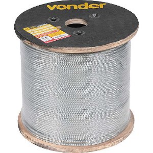 Cabo de aço galvanizado alma de fibra 15,90mm - 5/8" 6 x 19S rolo com 500 metros VONDER