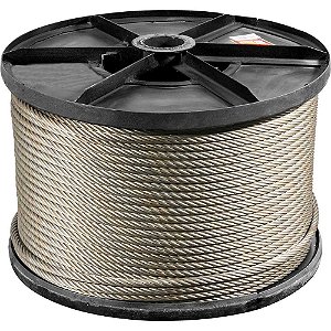 Cabo de aço galvanizado alma de fibra 25,40mm - 1" 6 x 41WS rolo com 500 metros VONDER