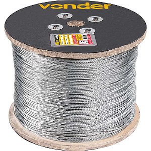 Cabo de aço galvanizado alma de fibra 3,18mm - 1/8" 6 x 7 rolo com 2.000 metros VONDER