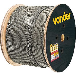 Cabo de aço galvanizado alma de fibra 4,76mm - 3/16" 6 x 7 VONDER