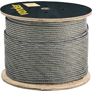 Cabo de aço galvanizado alma de fibra 7,94mm - 5/16" 6 x 25F rolo com 500 metros VONDER