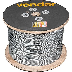 Cabo de aço galvanizado alma de aço cabo independente 15,90mm - 5/8" 6 x 25F rolo com 500 metros VONDER