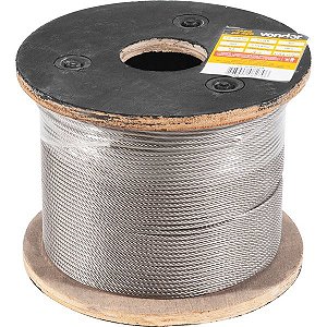 Cabo de aço inox alma de aço 3,97mm - 5/32" 6 x 19 rolo com 100 metros VONDER