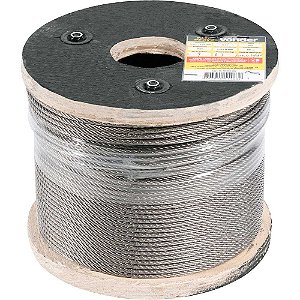 Cabo de aço inox alma de aço 3,97mm - 5/32" 6 x 7 rolo com 100 metros VONDER