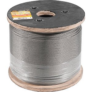 Cabo de aço inox alma de aço 4,76mm - 3/16" 6 x 19 rolo com 500 metros VONDER