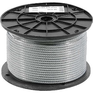 Cabo de aço plastificado transparente alma de fibra 4,76mm - 3/16" 6 x 19M VONDER