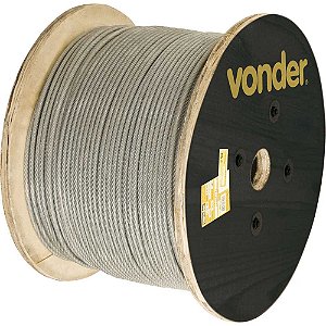 Cabo de aço plastificado transparente alma de fibra 6,35mm - 1/4" 6 x 19S rolo com 500 metros VONDER