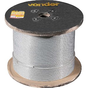Cabo de aço plastificado transparente alma de fibra 3,18mm - 1/8" 6 x 19M rolo com 500 metros VONDER