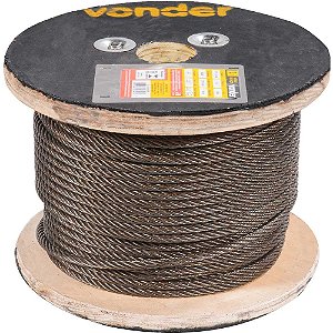 Cabo de aço polido alma de fibra 4,76mm - 3/16" 6 x 7 VONDER