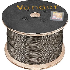 Cabo de aço polido alma de fibra 7,94mm - 5/16" 6 x 19S rolo com 500 metros VONDER
