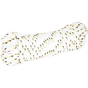 Corda multifilamento trançada 10,0mm x 30m branca com detalhes em preto e amarelo cartela VONDER