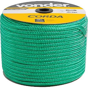 Corda multifilamento trançada 12,0mm x 140m verde em carretel VONDER