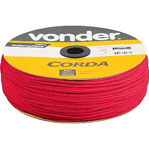 Corda multifilamento trançada 4,0mm x 360m vermelha em carretel VONDER