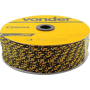 Corda multifilamento trançada 5,0mm x 250m preta e amarela em carretel VONDER