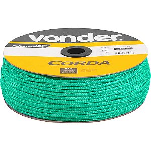 Corda multifilamento trançada 6,0mm x 165m verde em carretel VONDER