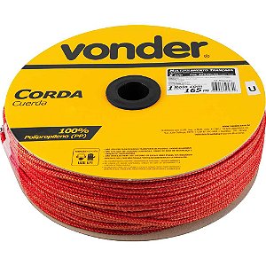 Corda multifilamento trançada 6,0mm x 165m vermelha em carretel VONDER