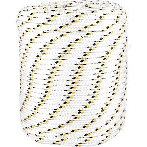 Corda multifilamento trançada 8,0mm x 110 m,branca com detalhes em preto e amarelo VONDER