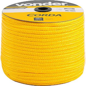 Corda multifilamento trançada 8,0mm x 258m amarela em carretel VONDER