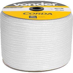 Corda multifilamento trançada 8,0mm x 258m branca em carretel VONDER