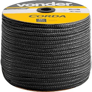 Corda multifilamento trançada 8,0mm x 258m preta em carretel VONDER