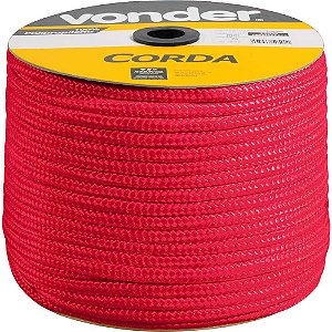 Corda multifilamento trançada 8,0mm x 258m vermelha em carretel VONDER