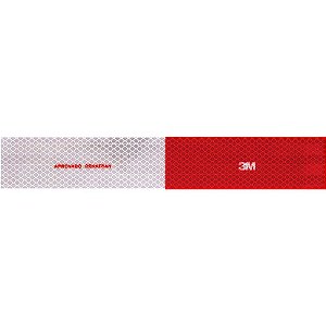 Faixa refletiva para sinalização 50mm x 305mm vermelha direita e branca 3M