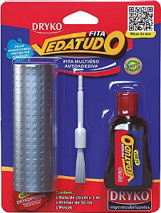 Fita adesiva impermeável 10cm x 1m alumínio para pequenos reparos Vedatudo DRYKO