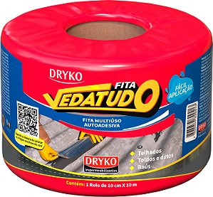 Fita adesiva impermeável com manta asfáltica 10cm x 10m Vedatudo Alumínio DRYKO