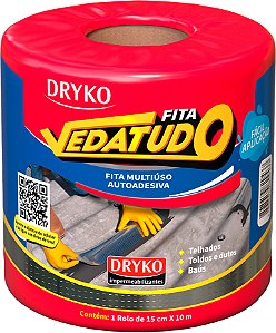 Fita adesiva impermeável com manta asfáltica 15cm x 10m Vedatudo Alumínio DRYKO